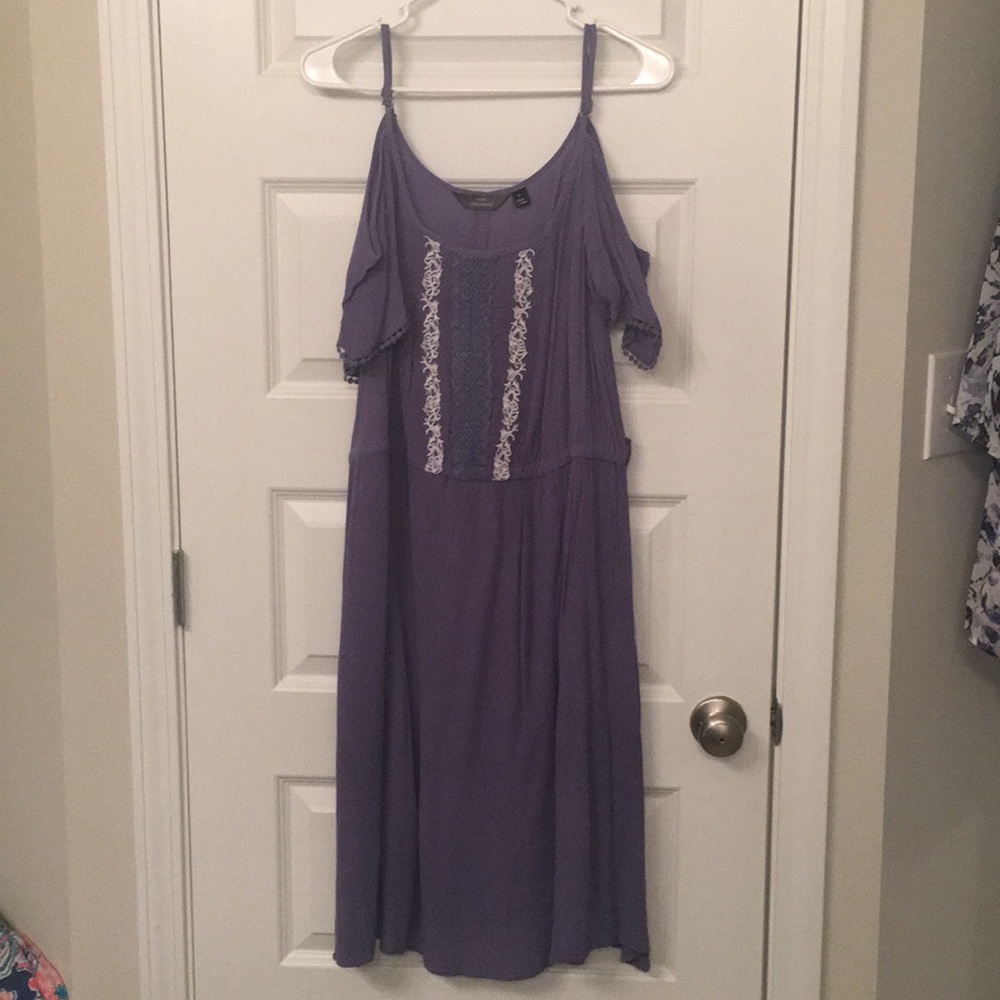 Embroidered Cold Shoulder Dress